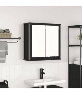 vidaXL Bathroom Wall Cabinet with Mirror Black Oak 60x21x60 cm