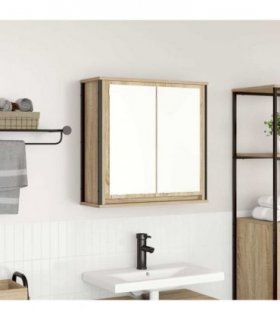 vidaXL Bathroom Wall Cabinet with Mirror Sonoma Oak 60x21x60 cm