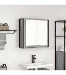 vidaXL Bathroom Wall Cabinet with Mirror Grey Sonoma 60x21x60 cm