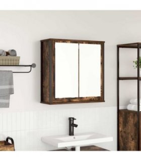 vidaXL Bathroom Wall Cabinet with Mirror Smoked Oak 60x21x60 cm