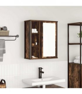 vidaXL Bathroom Wall Cabinet with Mirror Smoked Oak 50x21x60 cm