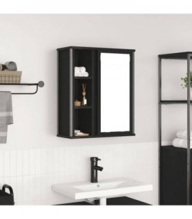 vidaXL Bathroom Wall Cabinet with Mirror Black Oak 50x21x60 cm