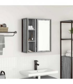 vidaXL Bathroom Wall Cabinet with Mirror Grey Sonoma 50x21x60 cm