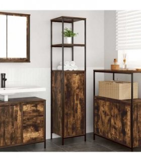 vidaXL Bathroom Cabinet with Shelves Smoked Oak 36x35x165 cm