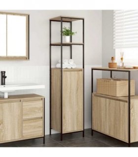 vidaXL Bathroom Cabinet with Shelves Sonoma Oak 36x35x165 cm