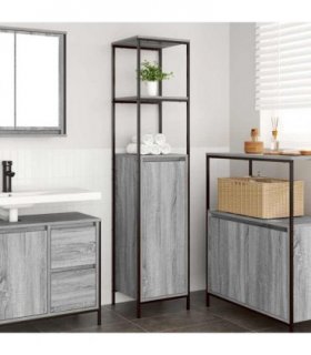 vidaXL Bathroom Cabinet with Shelves Grey Sonoma 36x35x165 cm