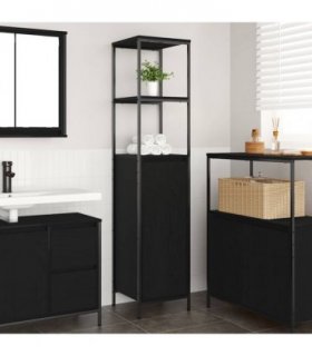 vidaXL Bathroom Cabinet with Shelves Black Oak 36x35x165 cm