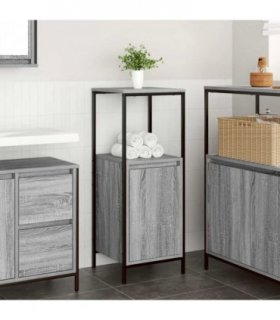 vidaXL Bathroom Cabinet with Shelves Grey Sonoma 36x35x95 cm