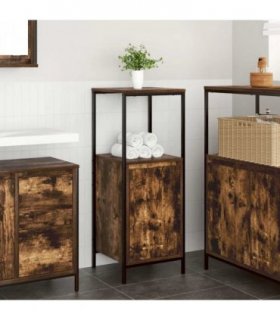 vidaXL Bathroom Cabinet with Shelves Smoked Oak 36x35x95 cm