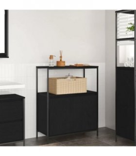 vidaXL Bathroom Cabinet with Shelves Black Oak 76.5x35x95 cm