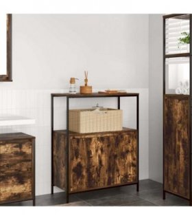 vidaXL Bathroom Cabinet with Shelves Smoked Oak 76.5x35x95 cm