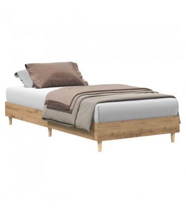 vidaXL Bed Frame No Mattress Artisan Oak 75x190 cm Small Single Engineered Wood — Colour: artisian oak, Size: 75 x 190 cm