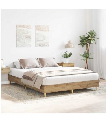 vidaXL Bed Frame No Mattress Artisan Oak 75x190 cm Small Single Engineered Wood — Colour: artisian oak, Size: 75 x 190 cm