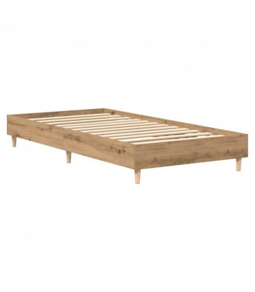 vidaXL Bed Frame No Mattress Artisan Oak 75x190 cm Small Single Engineered Wood — Colour: artisian oak, Size: 75 x 190 cm