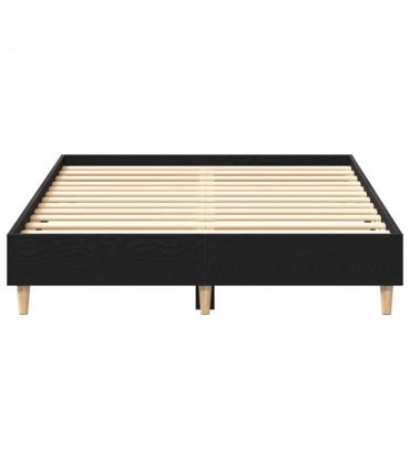 vidaXL Bed Frame Black Oak 193 x 138 x 25 cm Engineered Wood — Size: 135 x 190 cm