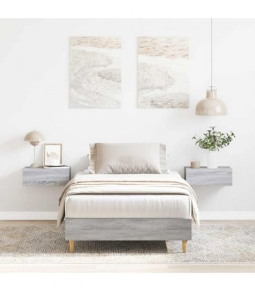 vidaXL Bed Frame No Mattress Grey Sonoma 75x190 cm Small Single Engineered Wood — Size: 75 x 190 cm