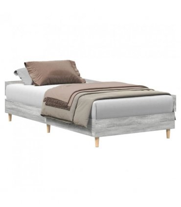 vidaXL Bed Frame No Mattress Grey Sonoma 75x190 cm Small Single Engineered Wood — Size: 75 x 190 cm