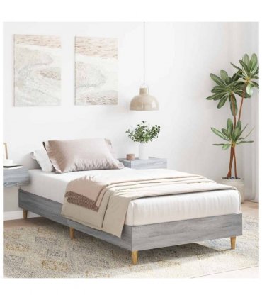 vidaXL Bed Frame No Mattress Grey Sonoma 75x190 cm Small Single Engineered Wood — Size: 75 x 190 cm