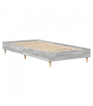 vidaXL Bed Frame No Mattress Grey Sonoma 75x190 cm Small Single Engineered Wood — Size: 75 x 190 cm