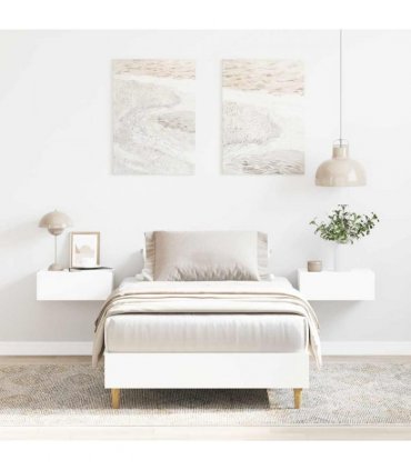 vidaXL Bed Frame No Mattress White 100x200 cm Engineered Wood — Size: 100 x 200 cm