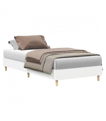 vidaXL Bed Frame No Mattress White 100x200 cm Engineered Wood — Size: 100 x 200 cm