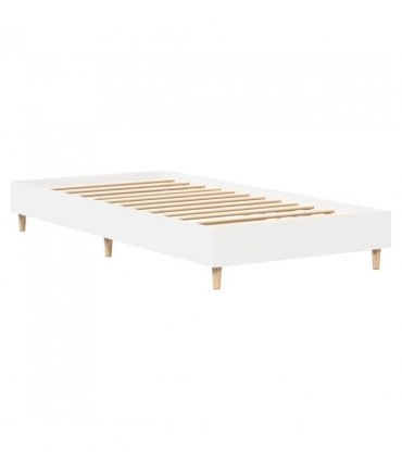 vidaXL Bed Frame No Mattress White 100x200 cm Engineered Wood — Size: 100 x 200 cm
