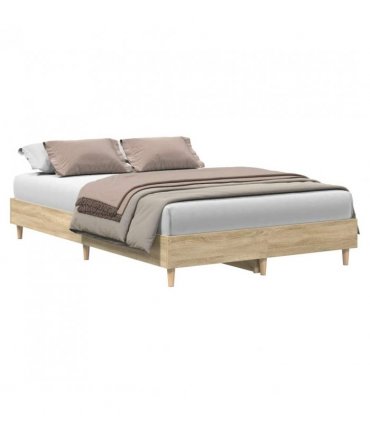 vidaXL Bed Frame No Mattress Sonoma Oak 120x190 cm Small Double Engineered Wood — Size: 120 x 190 cm