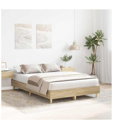 vidaXL Bed Frame No Mattress Sonoma Oak 120x190 cm Small Double Engineered Wood — Size: 120 x 190 cm