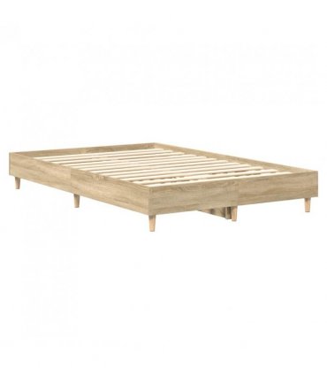 vidaXL Bed Frame No Mattress Sonoma Oak 120x190 cm Small Double Engineered Wood — Size: 120 x 190 cm