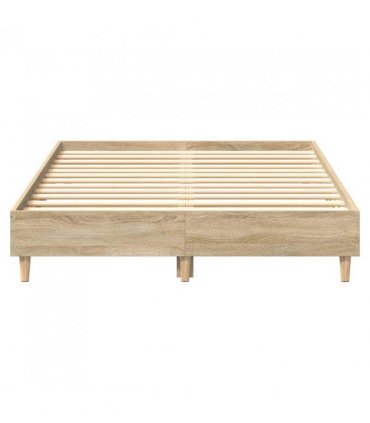 vidaXL Bed Frame No Mattress Sonoma Oak 120x190 cm Small Double Engineered Wood — Size: 120 x 190 cm