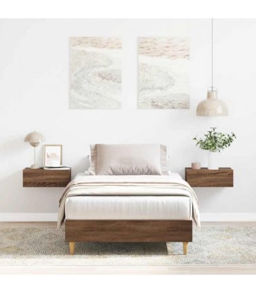 vidaXL Bed Frame No Mattress Brown Oak 100x200 cm Engineered Wood — Size: 100 x 200 cm