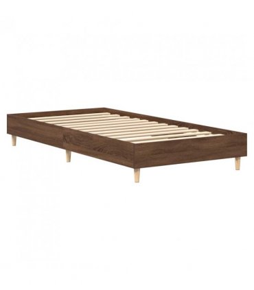 vidaXL Bed Frame No Mattress Brown Oak 100x200 cm Engineered Wood — Size: 100 x 200 cm