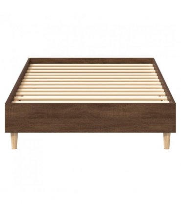 vidaXL Bed Frame No Mattress Brown Oak 100x200 cm Engineered Wood — Size: 100 x 200 cm