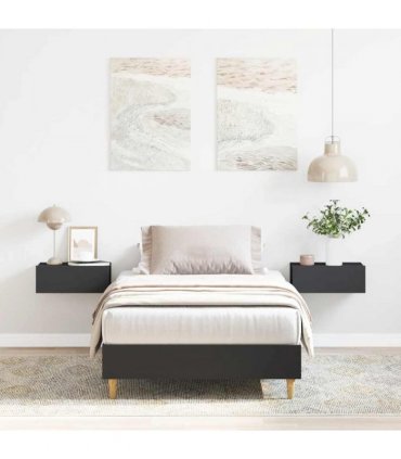 vidaXL Bed Frame No Mattress Black 90x190 cm Single Engineered Wood — Size: 90 x 190 cm