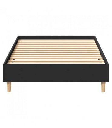 vidaXL Bed Frame No Mattress Black 90x190 cm Single Engineered Wood — Size: 90 x 190 cm