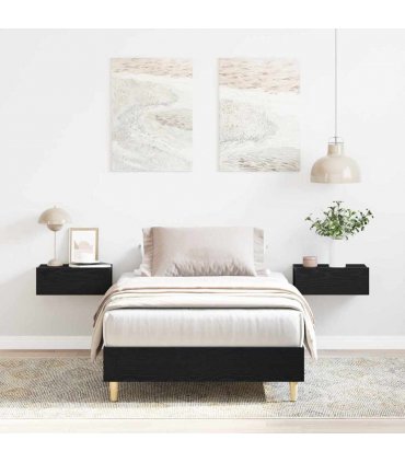 vidaXL Bed Frame Black Oak 203 x 101 x 25 cm Engineered Wood — Size: 100 x 200 cm