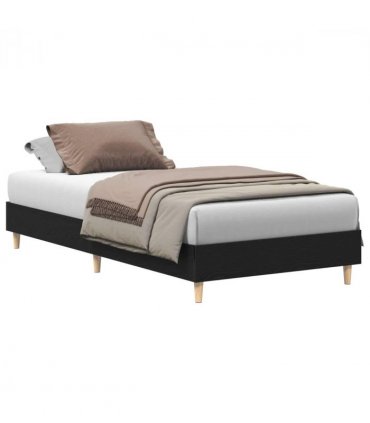 vidaXL Bed Frame Black Oak 203 x 101 x 25 cm Engineered Wood — Size: 100 x 200 cm