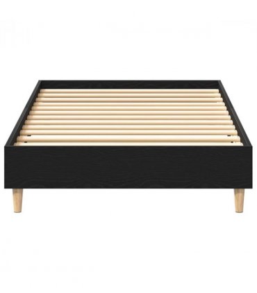vidaXL Bed Frame Black Oak 203 x 101 x 25 cm Engineered Wood — Size: 100 x 200 cm