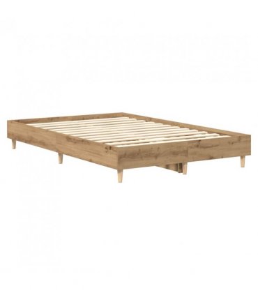 vidaXL Bed Frame No Mattress Artisan Oak 135x190 cm Double Engineered Wood — Colour: artisian oak, Size: 135 x 190 cm