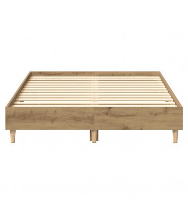 vidaXL Bed Frame No Mattress Artisan Oak 135x190 cm Double Engineered Wood — Colour: artisian oak, Size: 135 x 190 cm