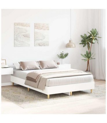 vidaXL Bed Frame No Mattress White 120x190 cm Small Double Engineered Wood — Size: 120 x 190 cm