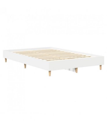 vidaXL Bed Frame No Mattress White 120x190 cm Small Double Engineered Wood — Size: 120 x 190 cm