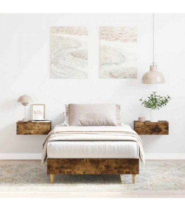 vidaXL Bed Frame No Mattress Smoked Oak 100x200 cm Engineered Wood — Size: 100 x 200 cm
