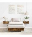 vidaXL Bed Frame No Mattress Smoked Oak 100x200 cm Engineered Wood — Size: 100 x 200 cm