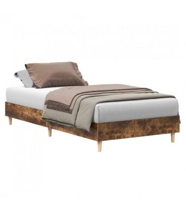 vidaXL Bed Frame No Mattress Smoked Oak 100x200 cm Engineered Wood — Size: 100 x 200 cm