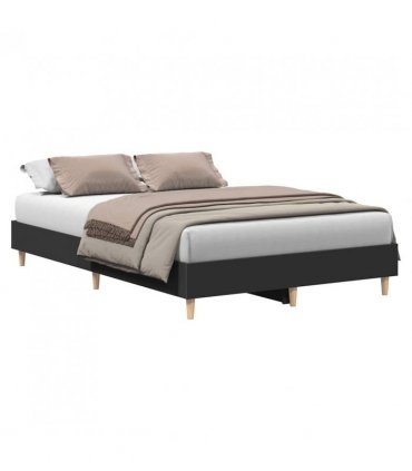 vidaXL Bed Frame No Mattress Black 120x190 cm Small Double Engineered Wood — Size: 120 x 190 cm