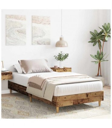 vidaXL Bed Frame No Mattress Old Wood 90x200 cm Engineered Wood — Size: 90 x 200 cm