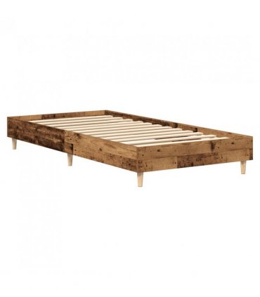 vidaXL Bed Frame No Mattress Old Wood 90x200 cm Engineered Wood — Size: 90 x 200 cm