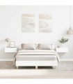 vidaXL Bed Frame No Mattress White 135x190 cm Double Engineered Wood — Size: 135 x 190 cm