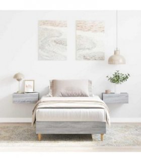 vidaXL Bed Frame Grey Sonoma 203 x 93 x 25 cm Engineered Wood — Size: 90 x 200 cm